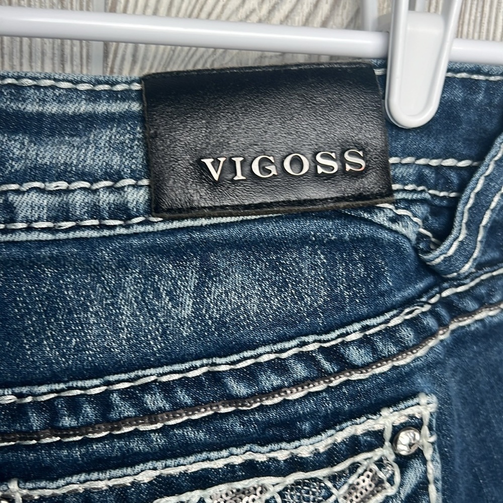 Women’s Vigoss Jean Shorts Bling Size 14 Dark Wash - Picture 7 of 7
